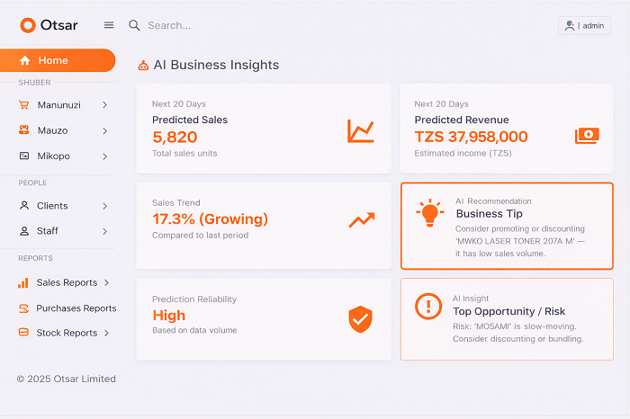 Otsar POS and Inventory Management Software Dashboard